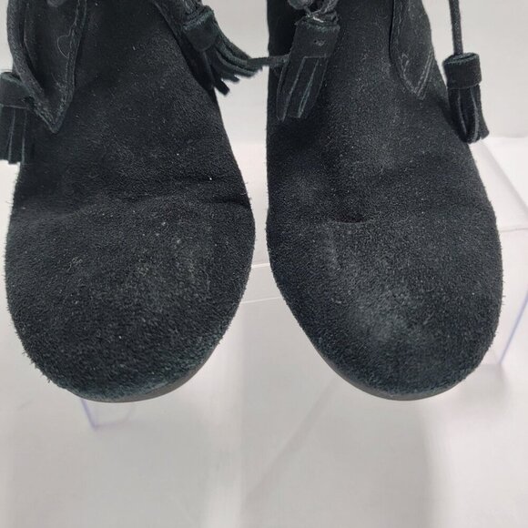 Crown Vintage Boots Womens 9.5 M Spark Black Leather Wedge Ankle Bootie Casual - Picture 4 of 12